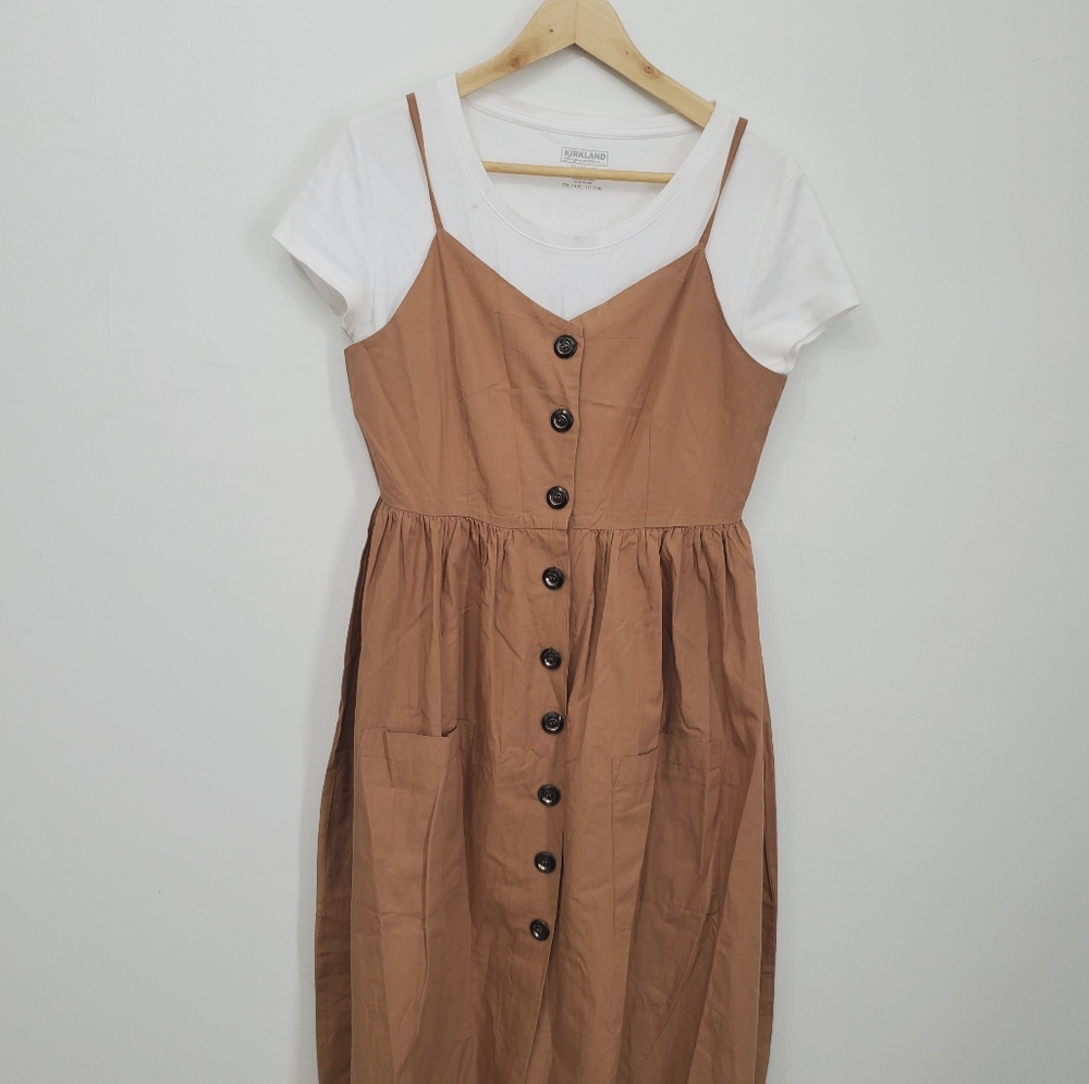 Light Brown Button-Down Midi Dress NWOT